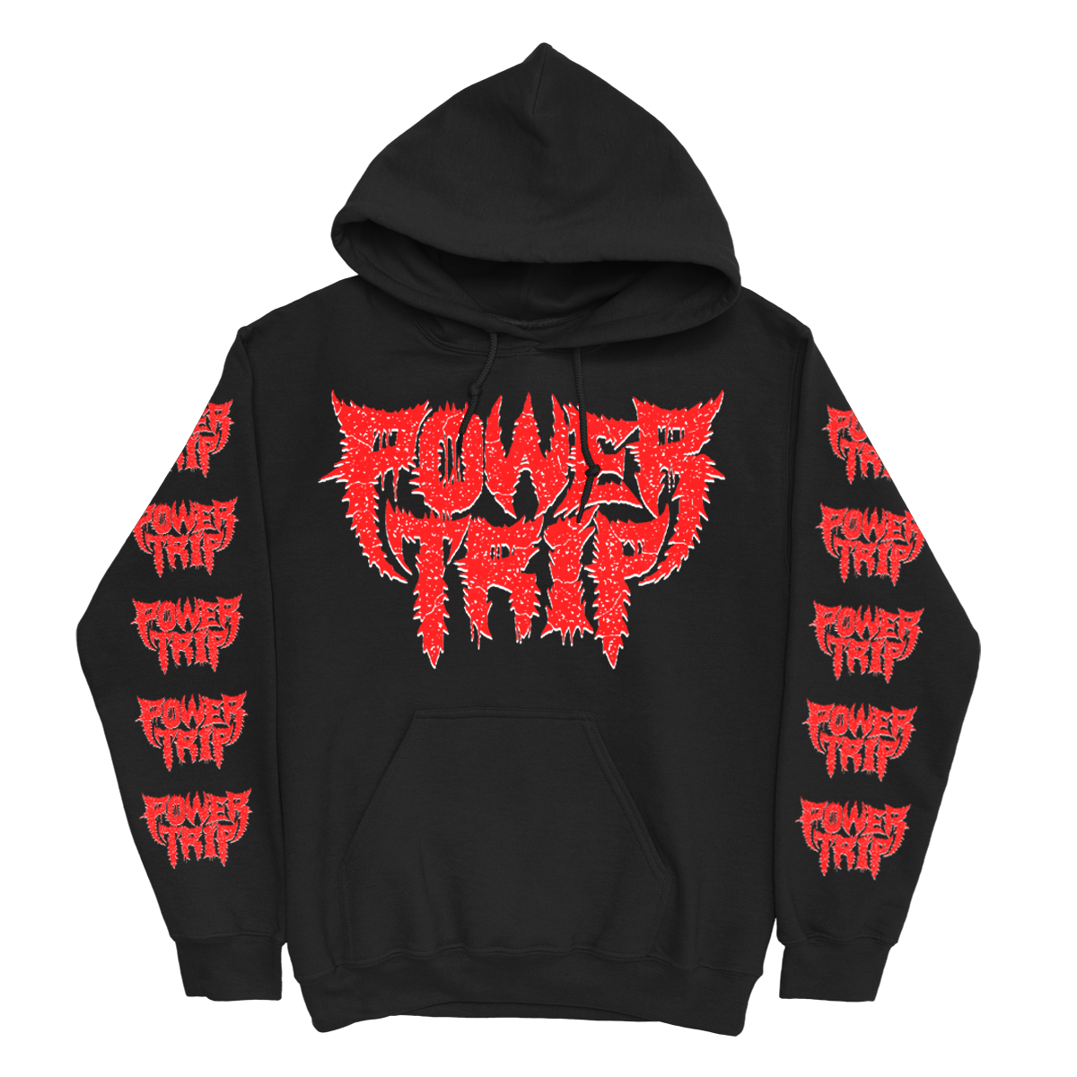 Distressed Logo Pullover Hoodie (Black)