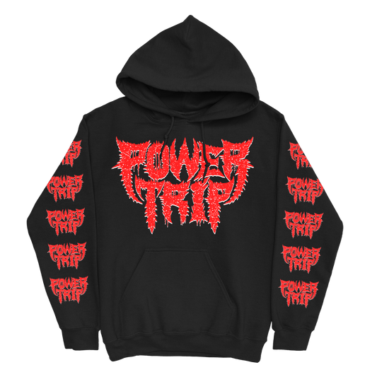Distressed Logo Pullover Hoodie (Black)