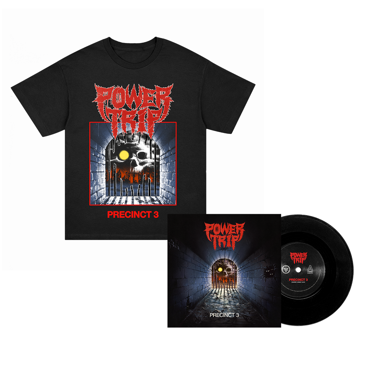 Power Trip Precinct 3 T-Shirt & 7" (Black) Bundle
